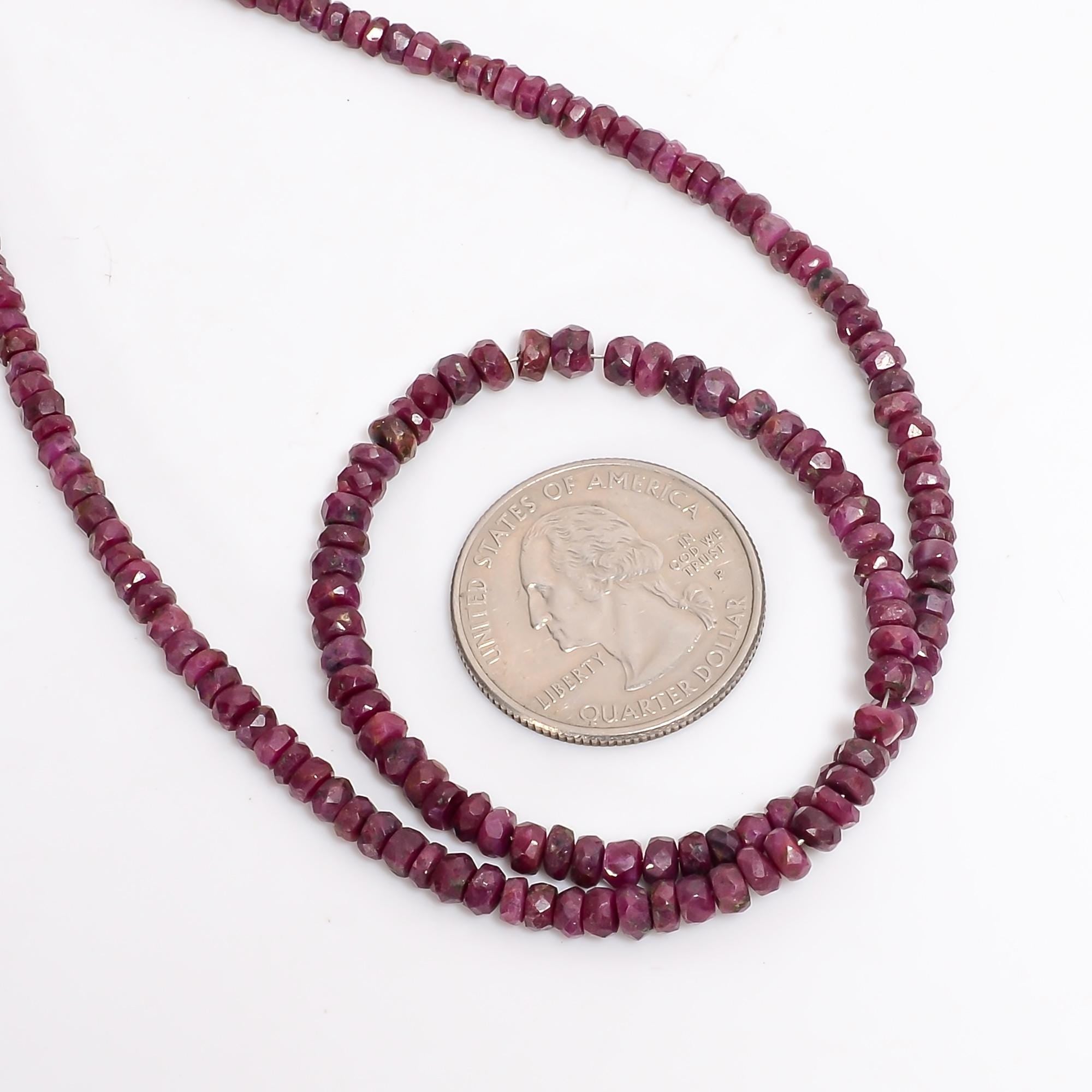 pink ruby natural gemstone rondelle shape faceted 