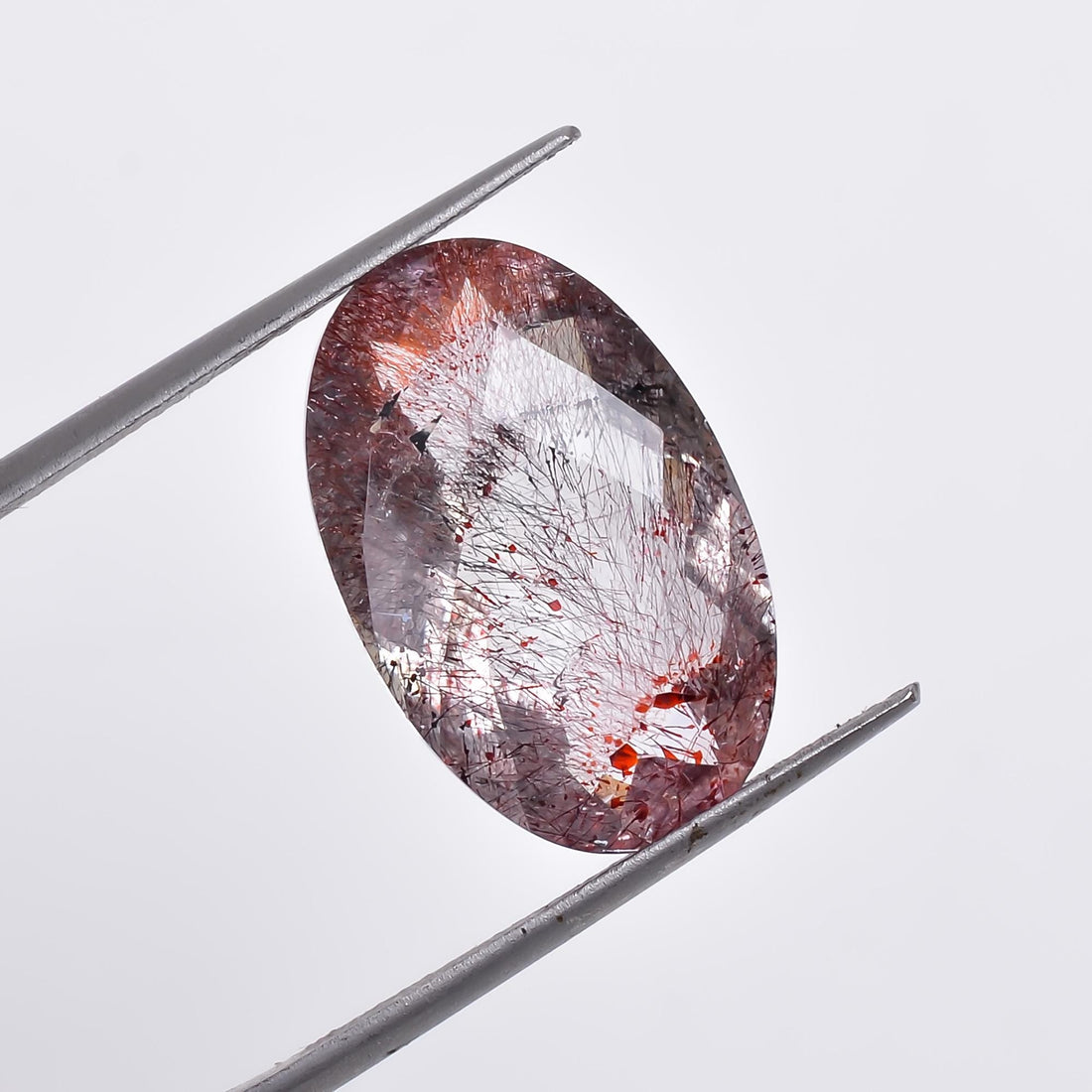 natural elestial quartz oval shape faceted loose gemstone