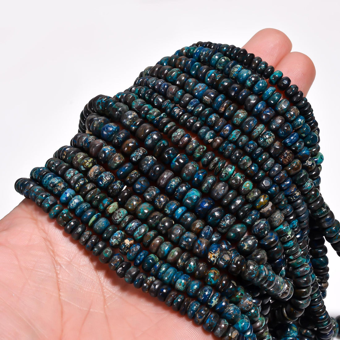 chrysocolla natural gemstone rondelle shape smooth