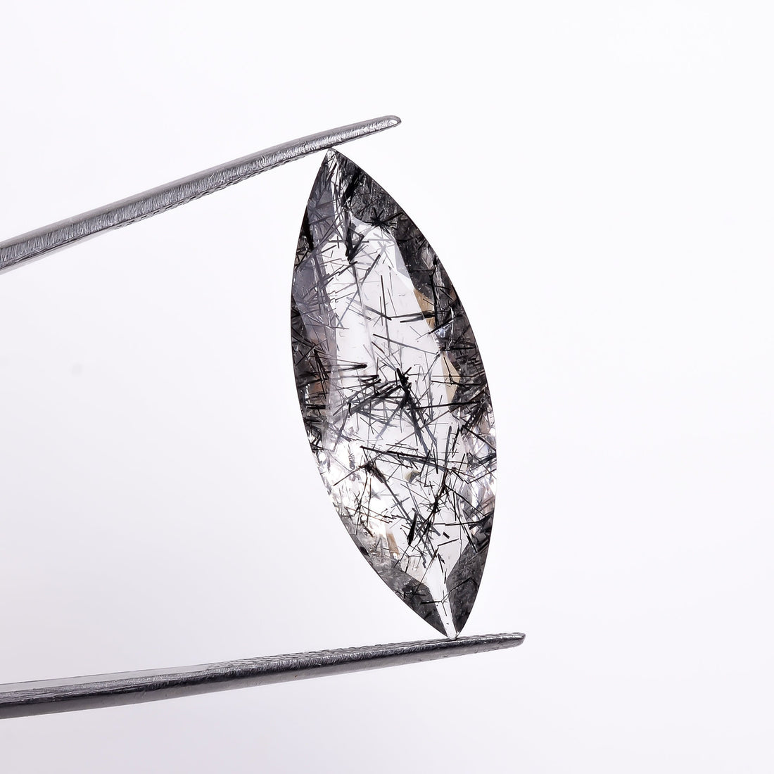 black rutile natural quartz marquise shape cut stone loose gemstone