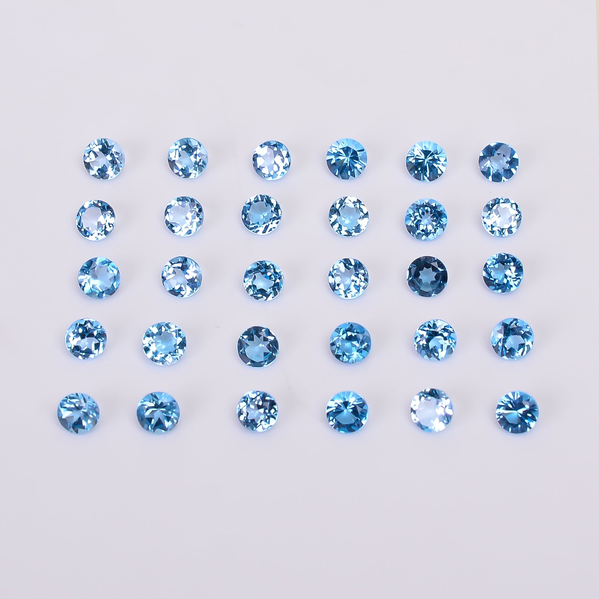 natural blue topaz round shape cut stone loose gemstone lot