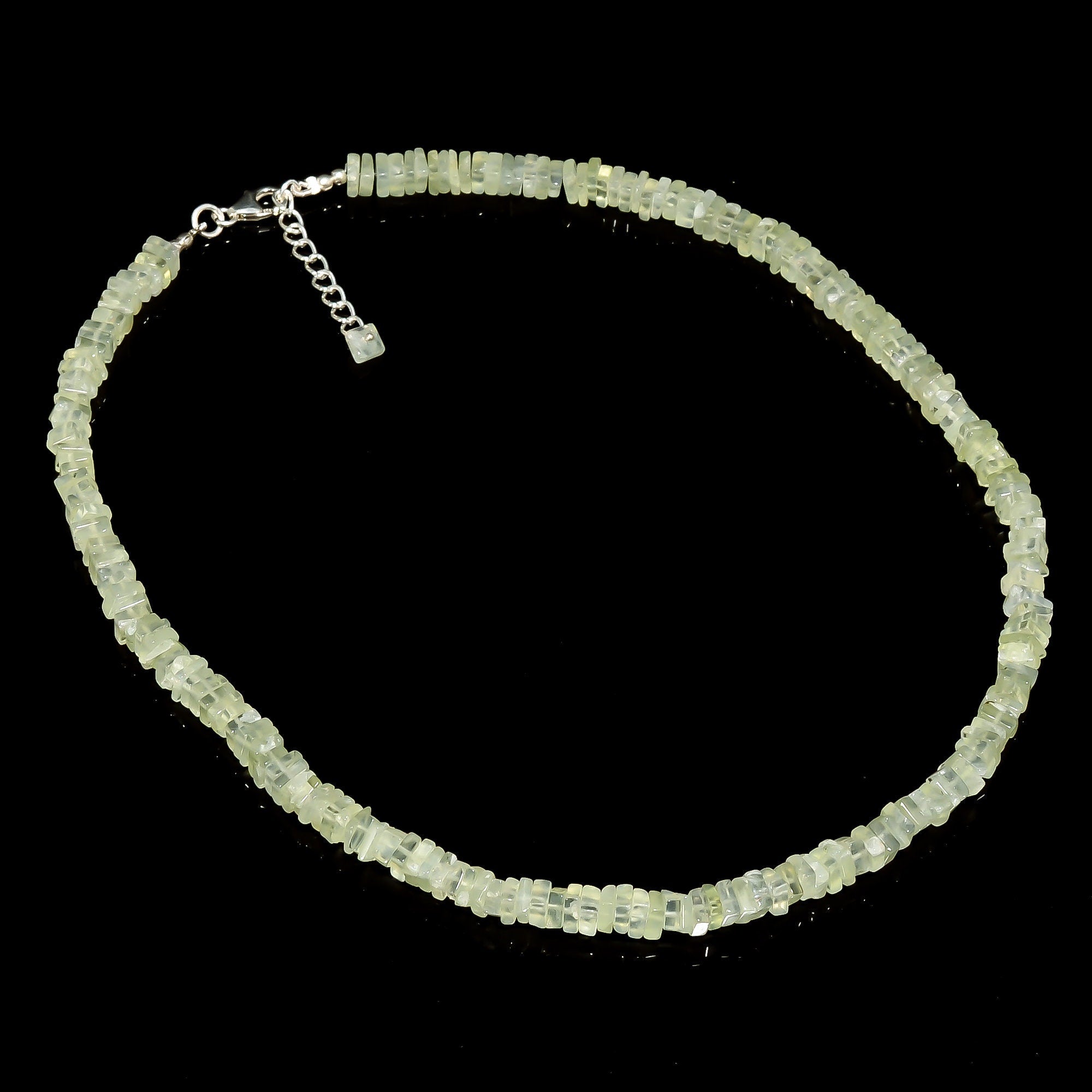 prehnite natural gemstone square heishi shape smooth necklace 17 19 beads 5x5x3 mm 157 ct yn 418