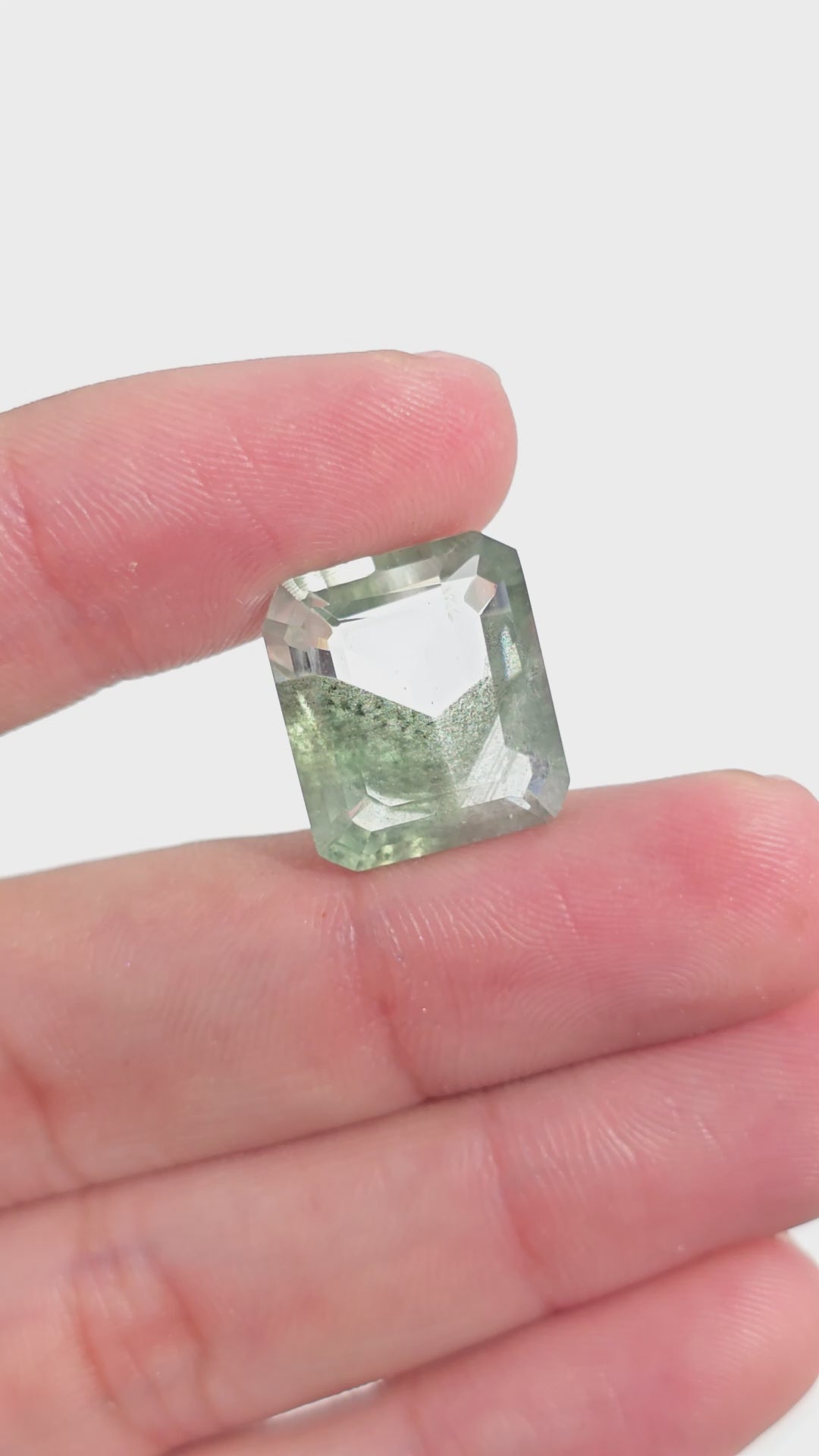 Green Phantom Quartz Radiant Shape Cut Stone Loose Gemstone For Making Jewelry 12.5 Ct. 15X14X7 mm Y-9389