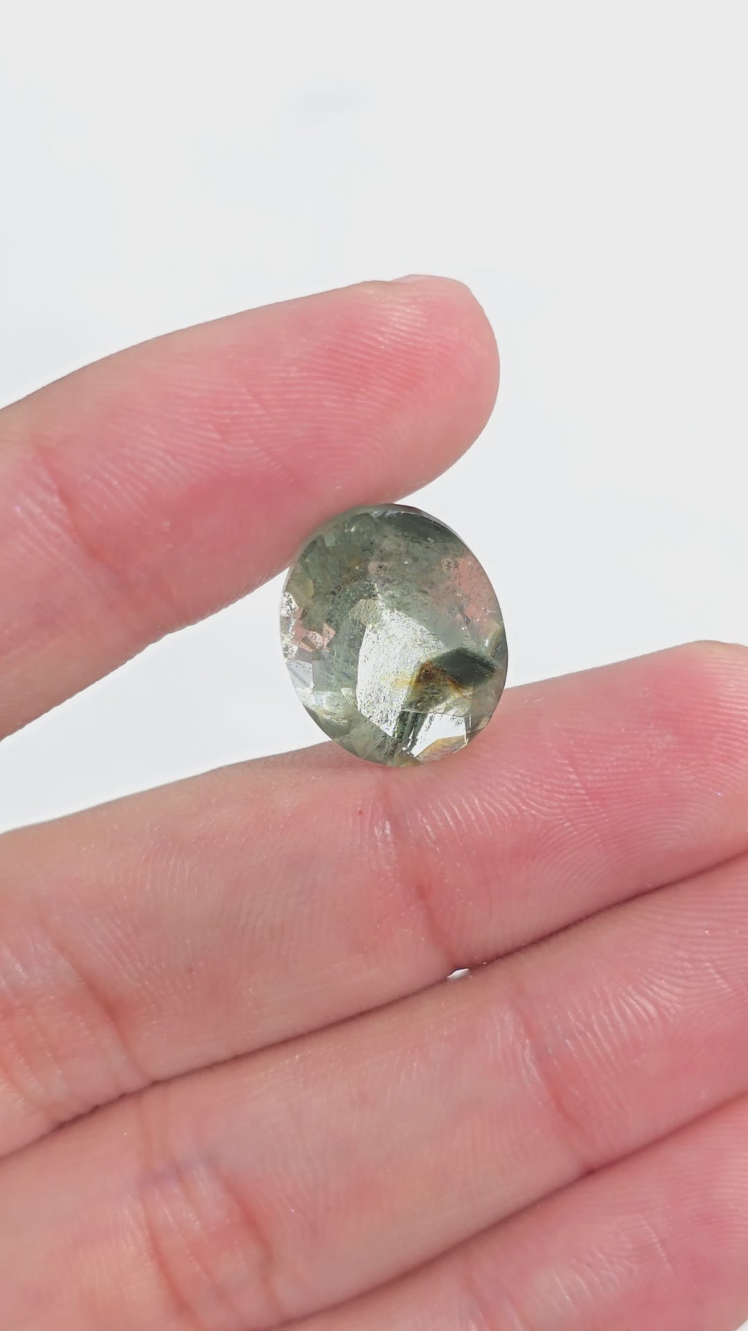 Green Phantom Quartz Oval Shape Cut Stone Loose Gemstone For Making Jewelry 9.5 Ct. 17X12X7 mm Y-9391